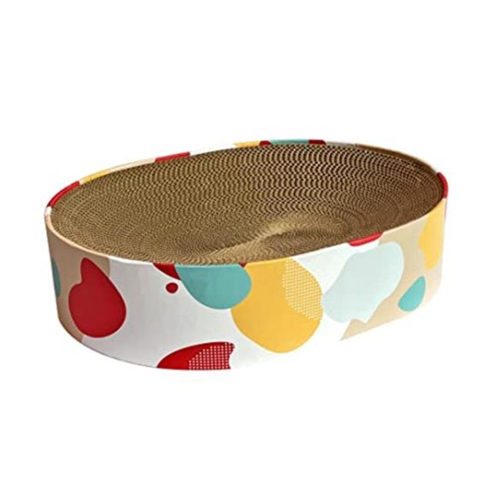 Cat Scratcher Lounge Bed Oval Cardboard Scratching Pad Cat Couch 17x13